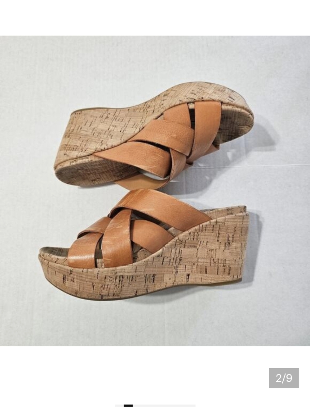 KORK-EASE Aria Wedge Sandal in Orange Leather Size 8